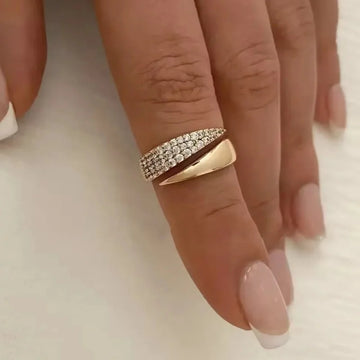 Women's Gold Plated Sun Ring — Natural Stone Hollow Metal Texture Jewelry — view 1 of jewelry