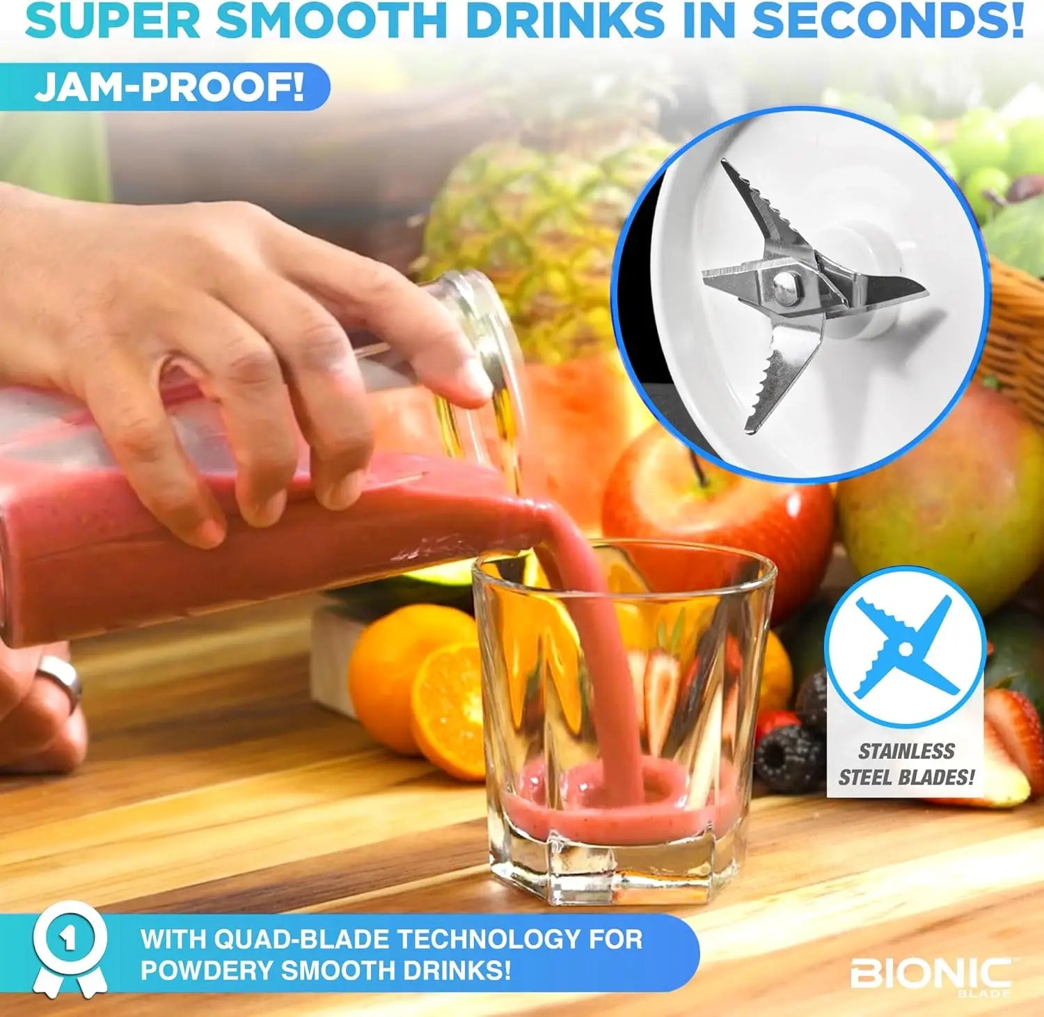 Bionic Blade Cordless Portable Blender (16.5oz) – Rechargeable 18,000 RPM BPA-Free Smoothie Maker — view 6 of home & kitchen