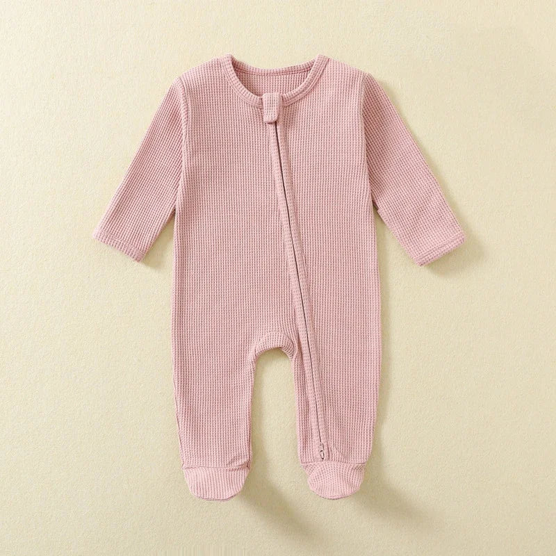 Organic Cotton Waffle Baby Romper - Zipper Jumpsuit for Boys & Girls — view 5 of baby rompers