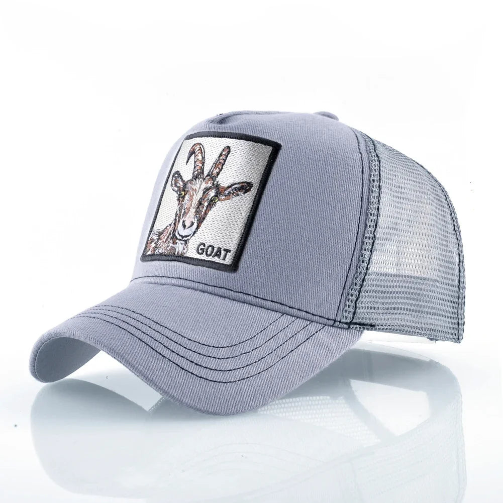 Goat Patch Trucker Cap - Four-Seasons Adjustable Snapback Baseball Hat — view 7 of trucker caps
