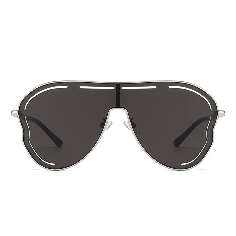 Oversized Shield Sunglasses 2024 — Hollow One-Piece Big-Frame Luxury Special-Shaped Eyewear — view 5 of sunglasses