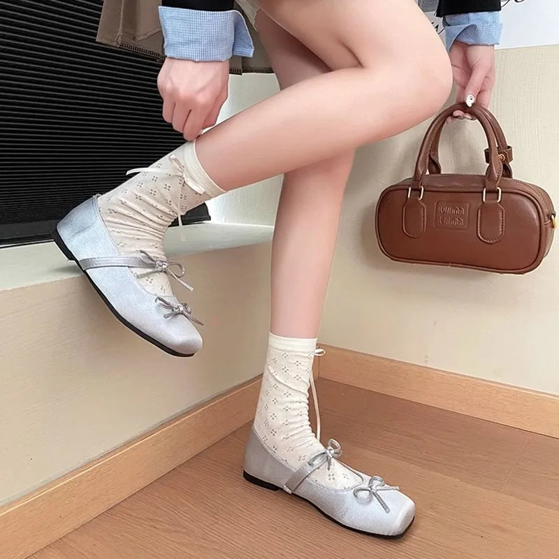 Flats & Ballet — Square-Head Mary Jane Ballet Flats, Summer Slip-On Casual Shoes — view 4 of flats & ballet