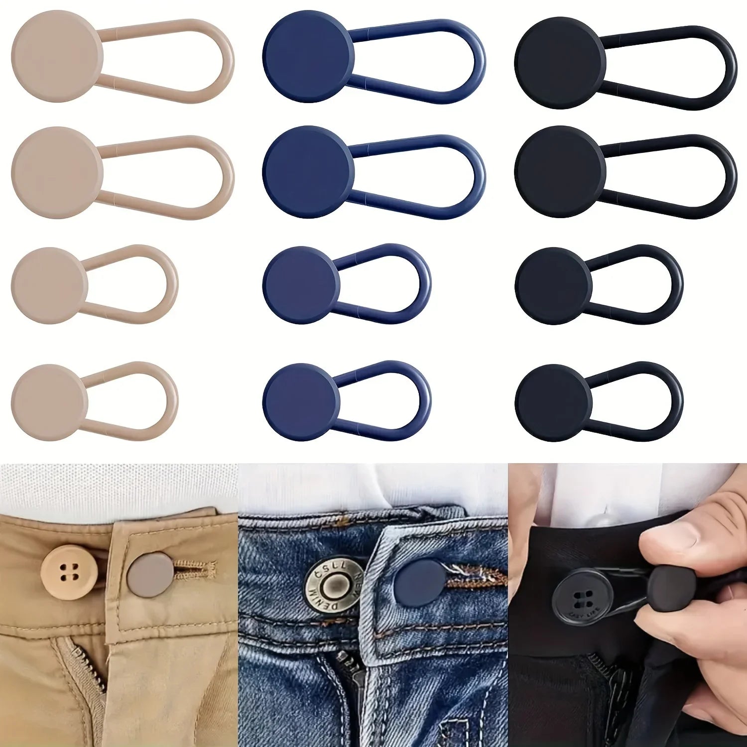 No-Sew Jean Waist Extender Buttons — Unisex Adjustable Pant Expander Pack — view 1 of accessories & jewelry