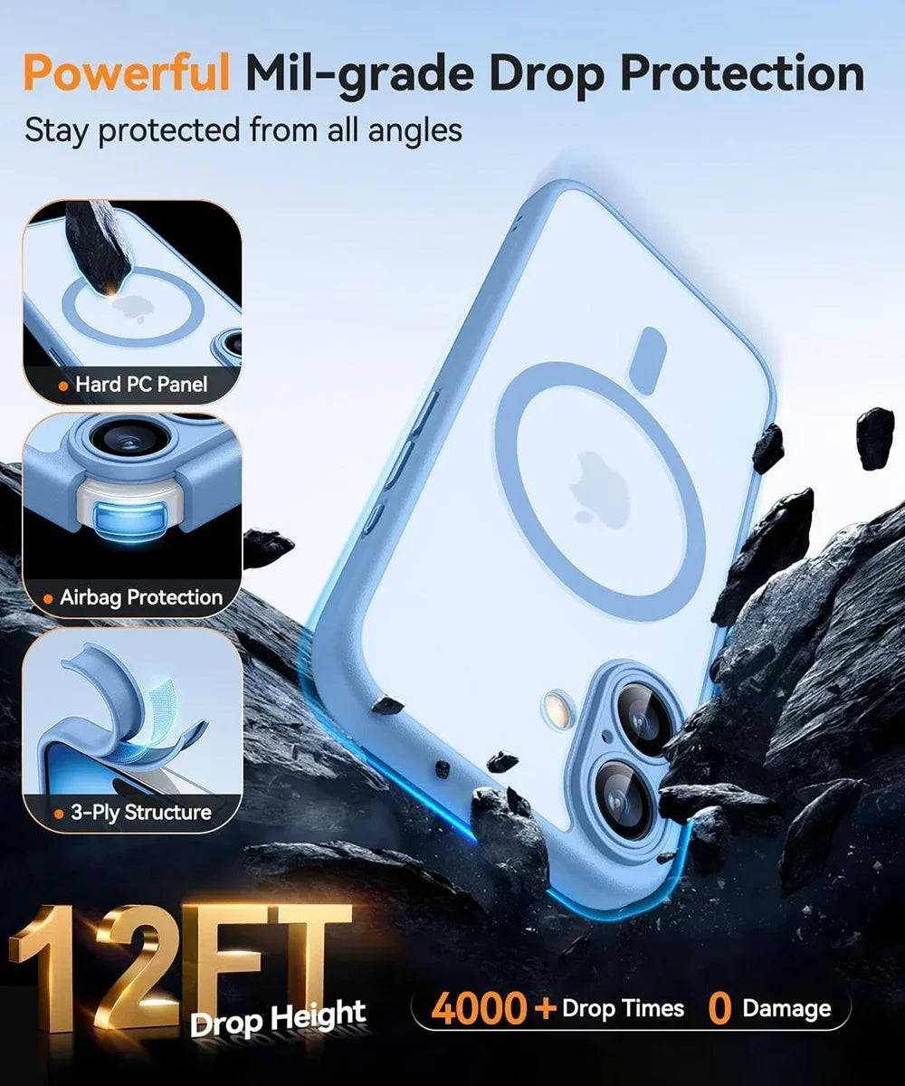 Magnetic Matte Translucent Armor MagSafe Case for iPhone 11–17 Pro Max — view 6 of phone cases