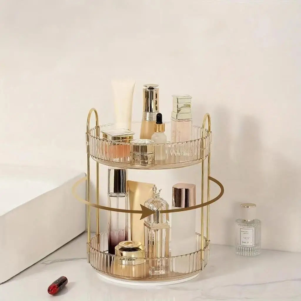 360&deg; Rotating Kitchen Storage Rack, Gold-Tone Multi-Tier Organizer — product photo 5