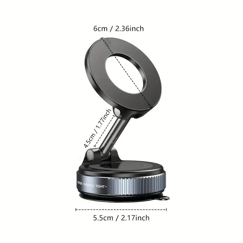 Novora Ultra-Strong Vacuum Suction Magnetic Car Phone Mount – 360° Foldable Twist-Lock (MagSafe Compatible)