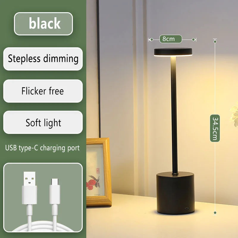 Wireless Rechargeable Table Lamp &mdash; Touch-Switch Metal Retro Desk Light for Bedroom, Bar &amp; Restaurant — view 5 of lighting