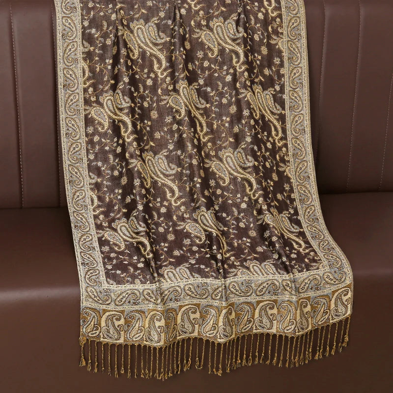 Pashmina Scarf European Bohemia Paisley Jacquard — Museum-Piece Cashmere Shawl Wrap 70×190cm