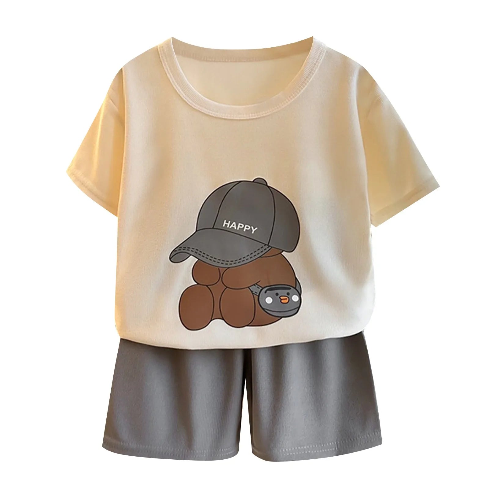 Boys Tracksuit 2-Piece Set - Bear Tee & Shorts Summer Outfit — view 1 of boys sets
