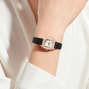 Women's Vintage Square Watch — Fashion Leather Strap Quartz Wristwatch — view 2 of watches