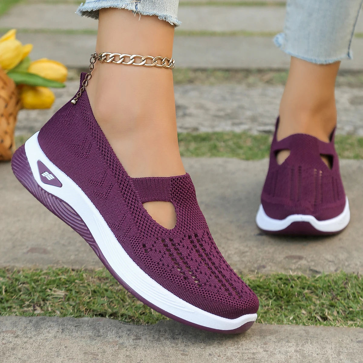 All-Season Women's Casual Sneakers — Lightweight Four-Season Slip-On Flats — view 11 of sneakers