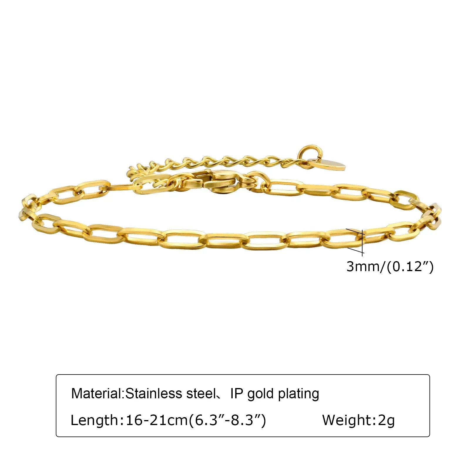 Women's 18K Gold-Plated Twist Paperclip Chain Bracelet Stainless Steel Stackable Wrist Chain — view 15 of bracelets