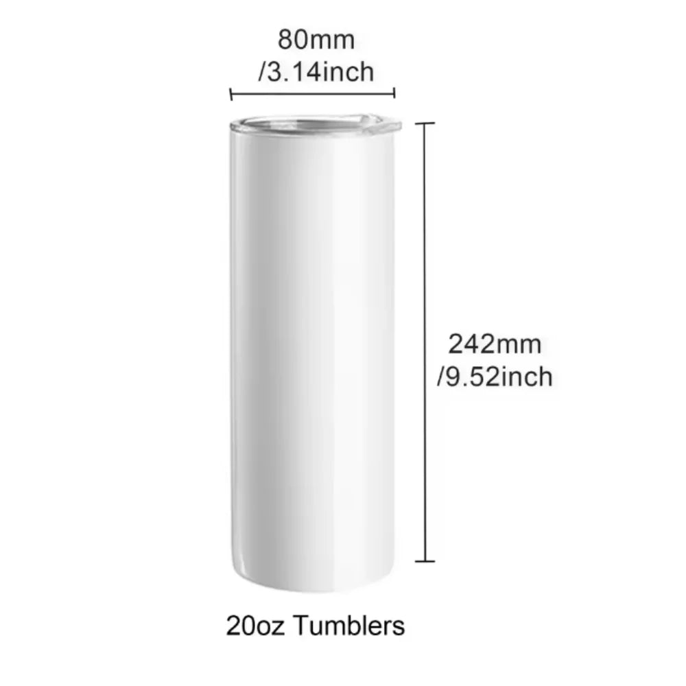 Sublimation Tumbler Blanks 8-Pack — 20oz Skinny Straight Stainless Cups — view 7 of drinkware