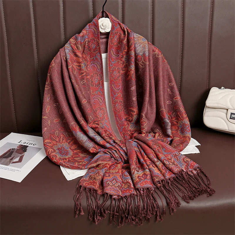 Pashmina Scarf in 58 Signature Shades — Cashmere-Feel Women's Tassel Shawl Wrap Color Stack