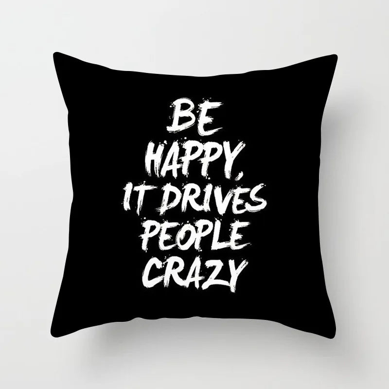 Black &amp; White Geometric Pillowcase &mdash; 45&times;45 cm Modern Sofa &amp; Office Cushion Cover