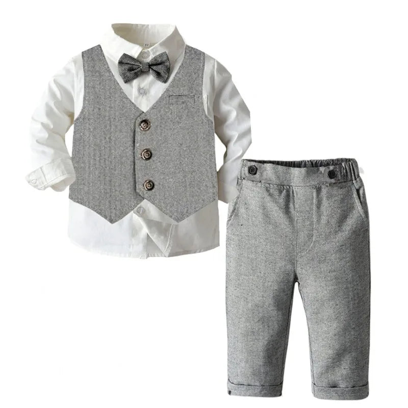 Newborn Baby Boys Clothes Set Infant Gentleman Outfit Baby Formal Suspender Overalls Autumn Winter Long Sleeve Toddler Boy Suit