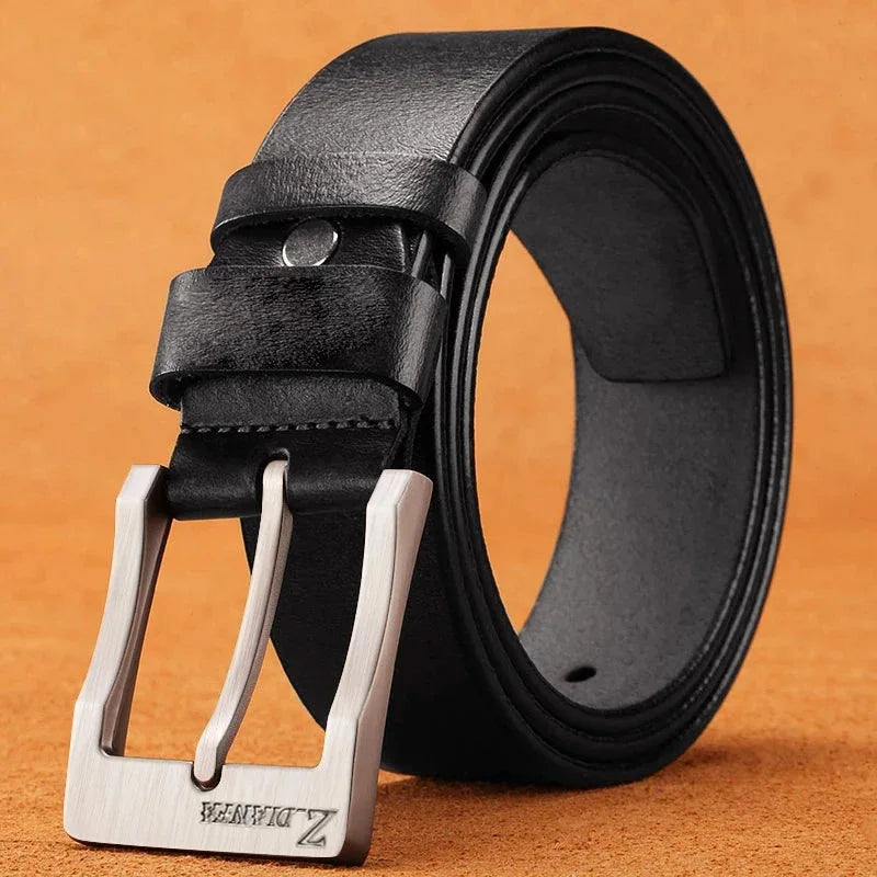 Belts Genuine Cowhide Leather Men's Belt — Metal Buckle Business & Casual — view 6 of belts