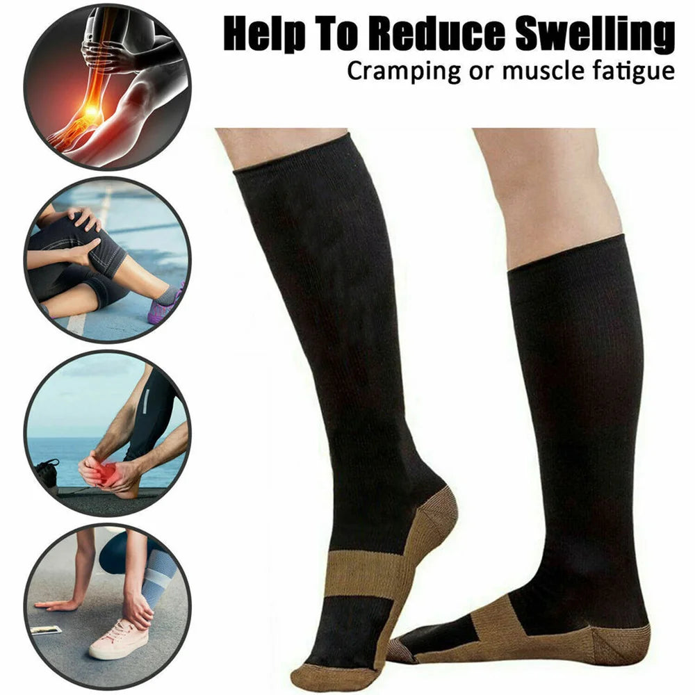 6-Pair Copper Compression Socks Bundle — 20–30 mmHg Graduated Pair Set — view 3 of braces & support