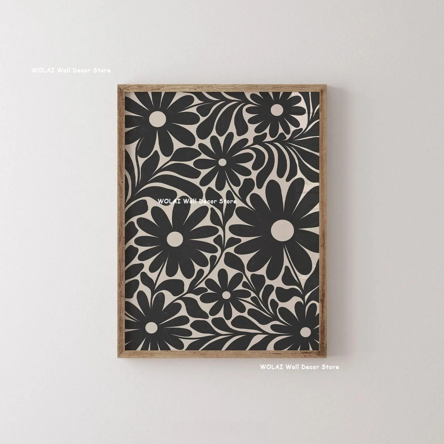 Abstract Moody Plant Canvas Poster — Mid-Century Beige & Black Floral Wall Art — view 8 of wall art & prints