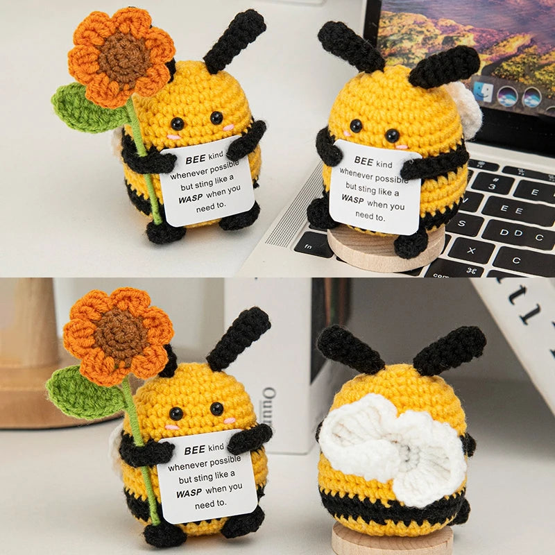 Home Decor Hand-Woven Crochet Ornament — Funny Vegetable Animal Doll with Hugging Card, Positive Energy Desk Accent & Gift — view 3 of home decor