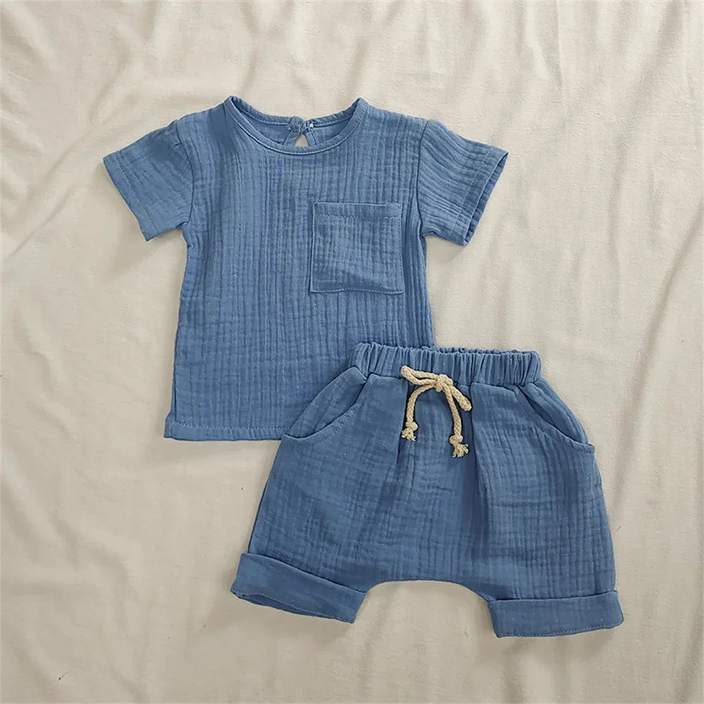 Baby Cotton Outfit Set - 2-Piece Newborn Romper & T-Shirt with Shorts — view 7 of baby outfits