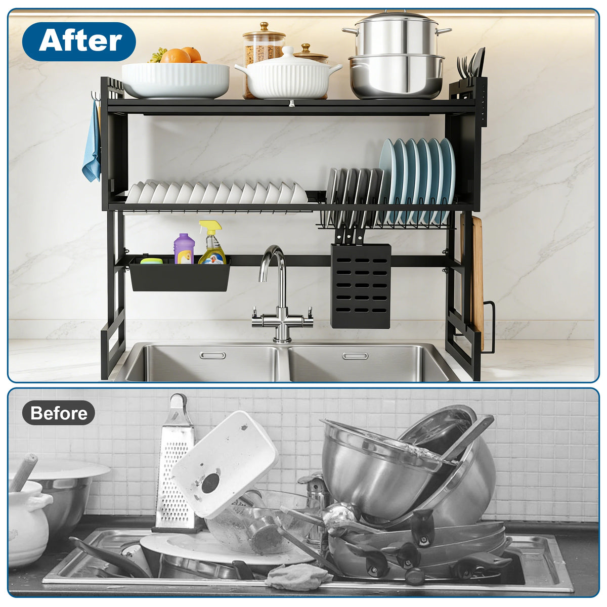 Extra-Long Kitchen Sink Drying Rack, Space-Saving Dish Rack — product photo 3