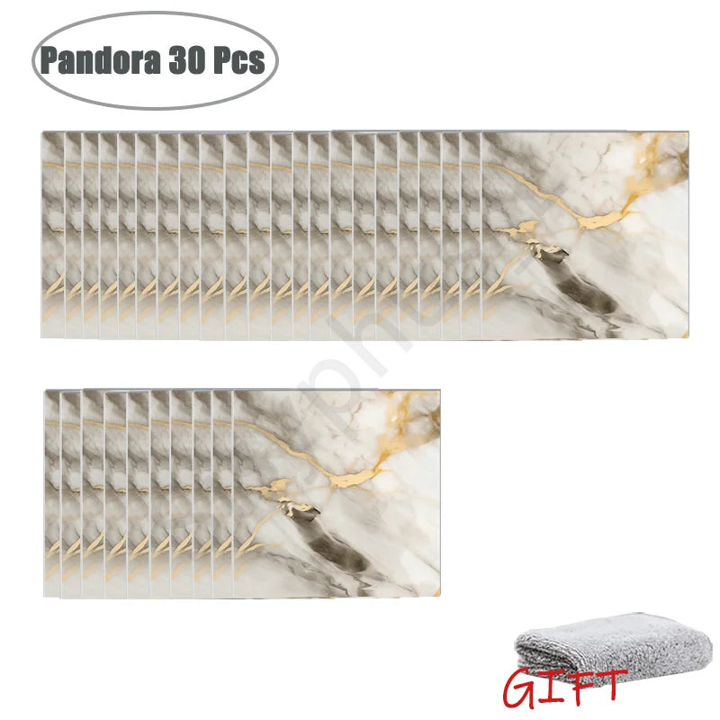 PVC Marble Peel-and-Stick Wall & Tile Stickers (10–50PCS) – Waterproof Self-Adhesive Floor & Backsplash Decor