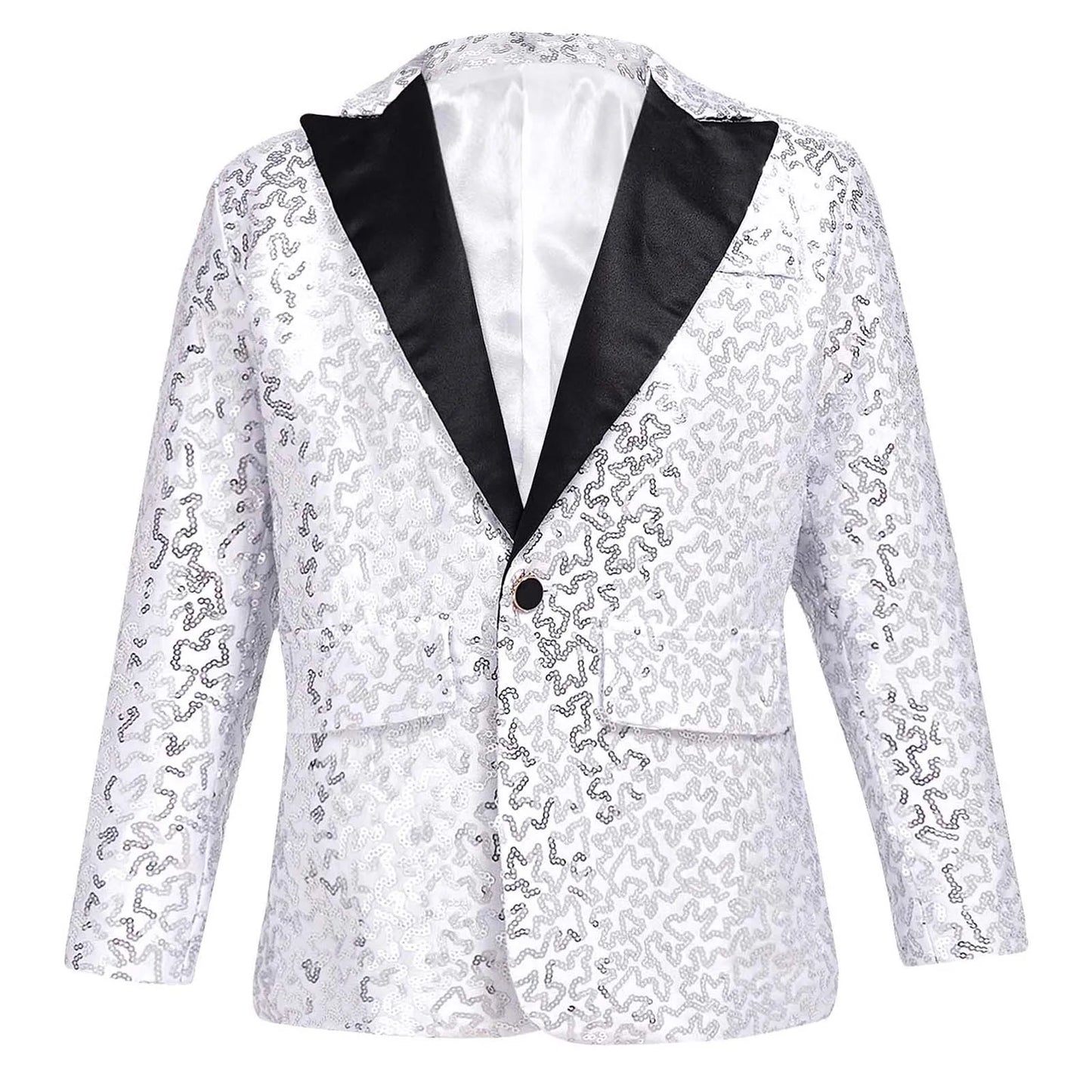 Shine Bright with the Kids' Boys Sequins Suit Blazer – Perfect for Special Occasions!