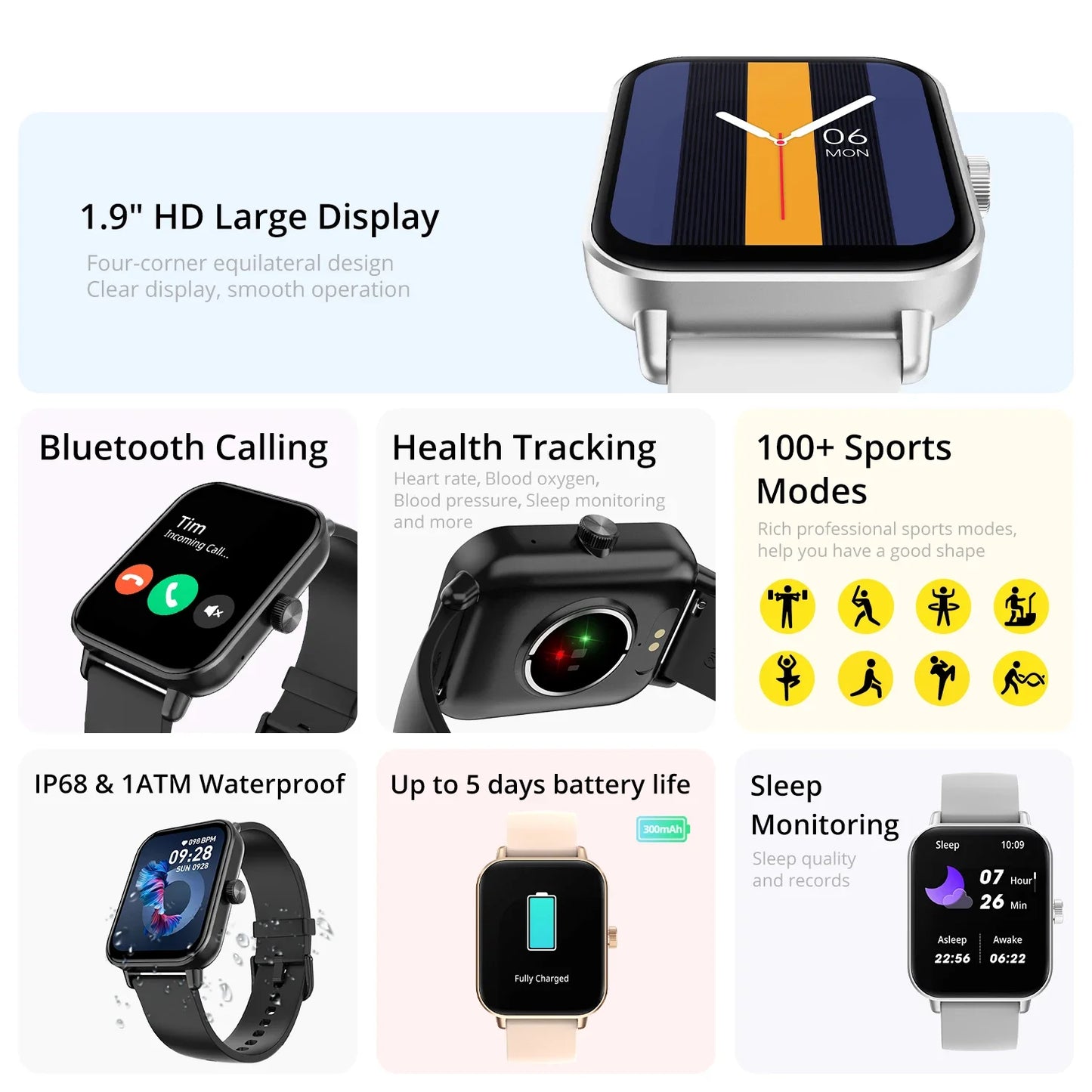 COLMI P81 Voice Calling Smart Watch — 1.9in Ultra Screen 100+ Sports Modes Smartwatch — view 2 of watches