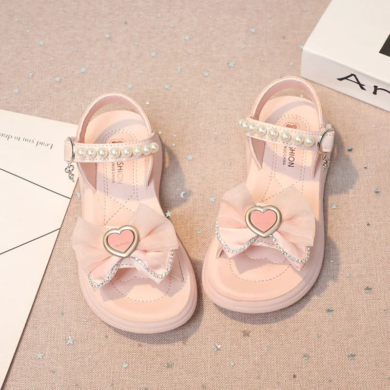 Fashion Bow Kids Sandal Girls Summer Shoes 2024 Children Flat Bottom for Girl Kids Princess Shoes 3 4 5 6 7 8 9 10 11 12 Years