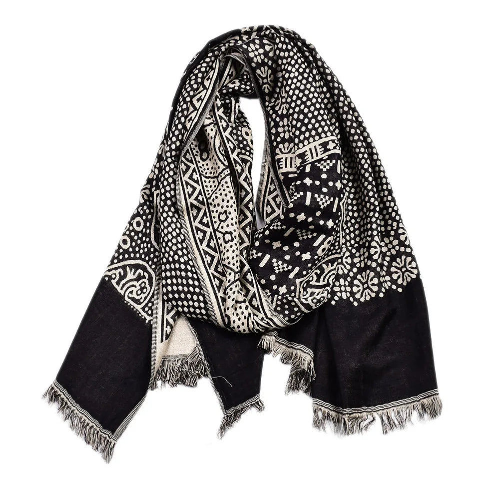 Men's Pashmina Scarf Paisley — Off-Duty Gentleman Autumn Winter Neckerchief Cashmere-Feel — view 4 of scarves & wraps