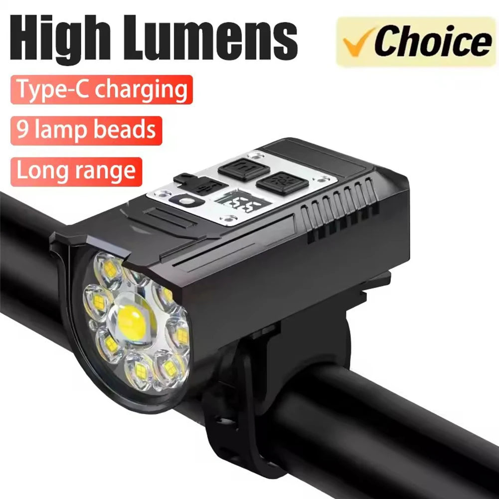 9-LED USB-C Rechargeable Bike Light — Sensor MTB Headlight with Side Beams — view 1 of outdoor sports