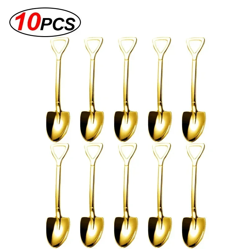 Mini Stainless Steel Dessert Spoons &mdash; Gold &amp; Silver Coffee, Fruit &amp; Ice Cream Teaspoons Set — view 9 of dining & tableware