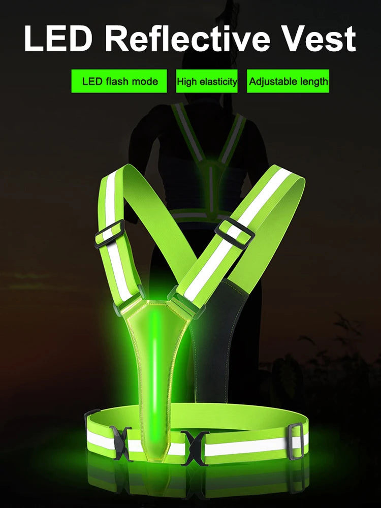 LED Running Safety Vest — USB-Rechargeable Reflective Night Visibility Vest — view 6 of sports & fitness