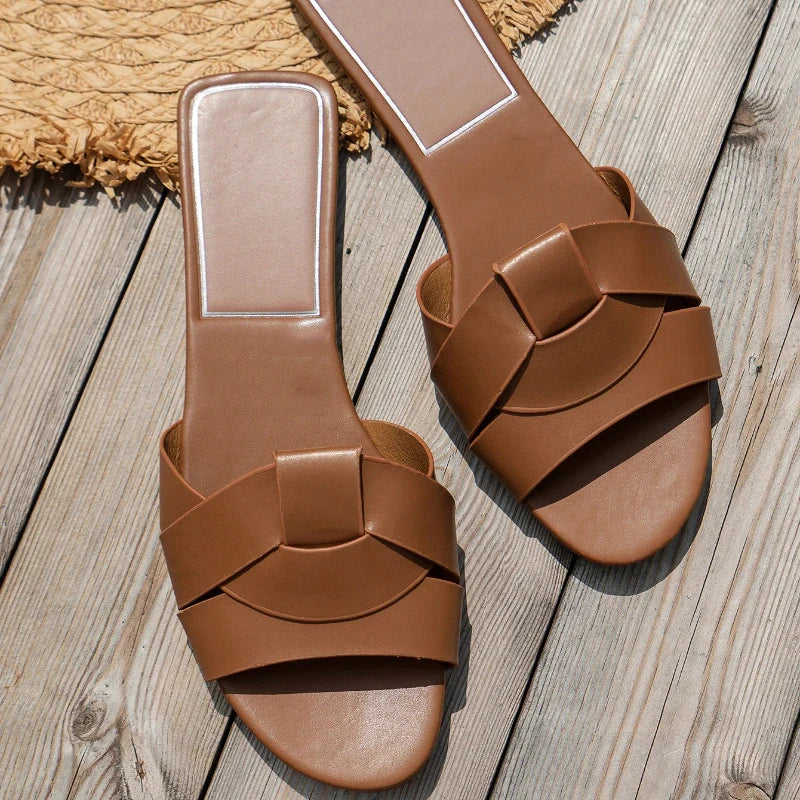 Designer-Look Woven Slippers — Comfortable Flat Summer Slides for Women — view 5 of sandals & slides