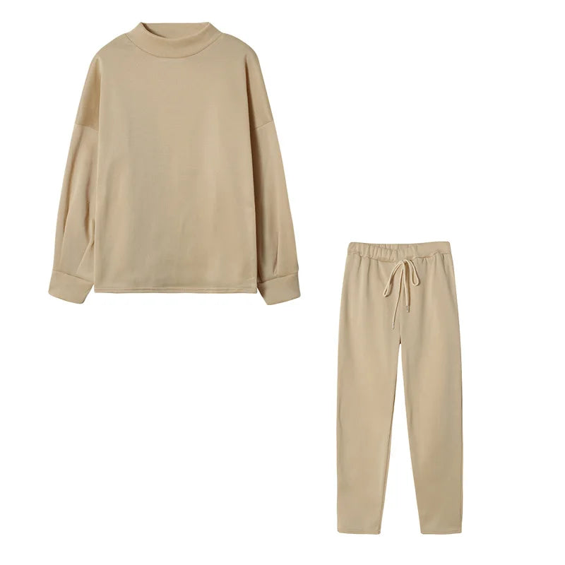 Autumn-Winter 2Pc Tracksuit &mdash; Women&rsquo;s Long-Sleeve Pullover Hoodie + Solid Jogger Pant Set — view 13 of tracksuits