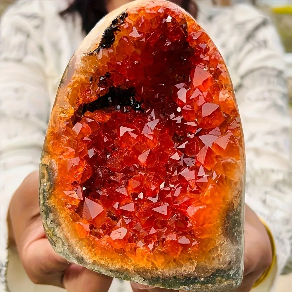 Crystal & Gemstone Orange Geode Quartz — Rainbow Mineral Cluster Meditation Rock Decor — view 6 of crystal & gemstone