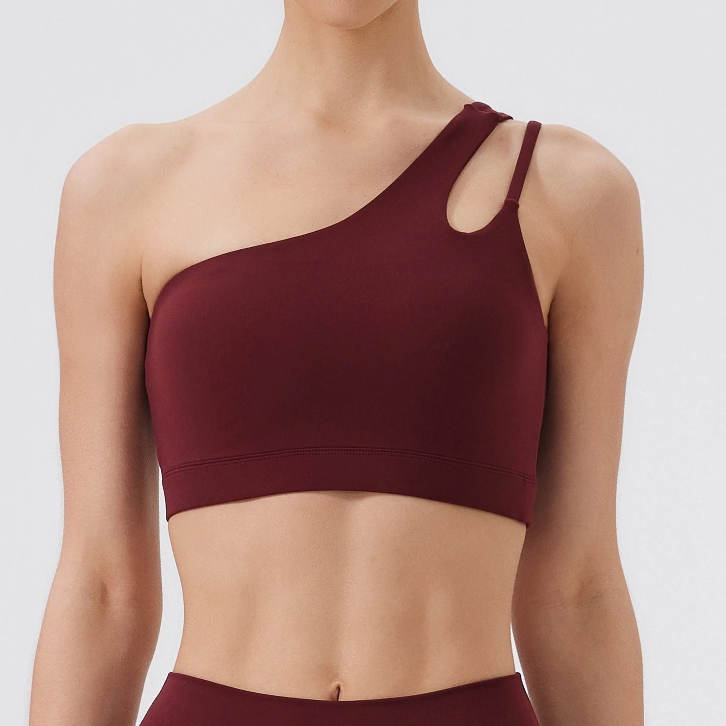 One-Shoulder Push-Up Sports Bra — Shockproof Breathable Gym Yoga Running Vest — view 2 of sports bras