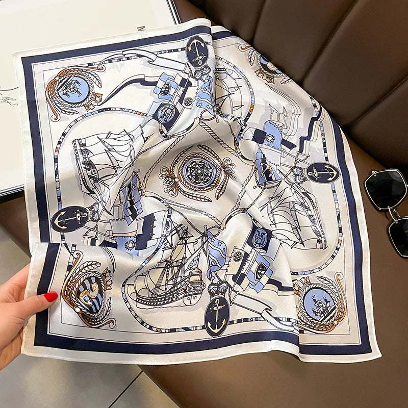 Silk Scarf Small Square 2026 Pashmina — 53×53cm Geometric Trending Palette Bandana Hair Scarf — view 19 of scarves & wraps