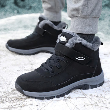 Men's Premium Fur-Lined Snow Boots — Platform Non-Slip Warm Ankle Combat Boots — view 1 of boots