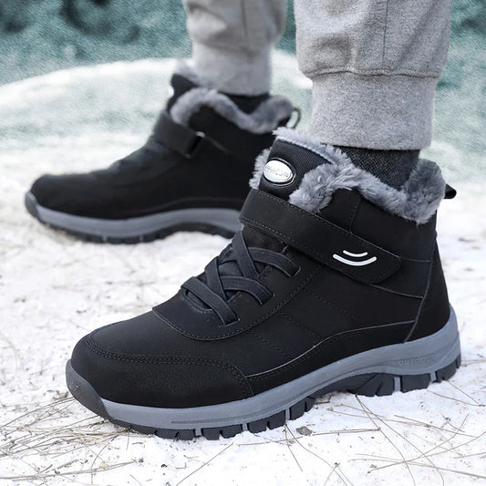 Men's Premium Fur-Lined Snow Boots — Platform Non-Slip Warm Ankle Combat Boots — view 1 of boots