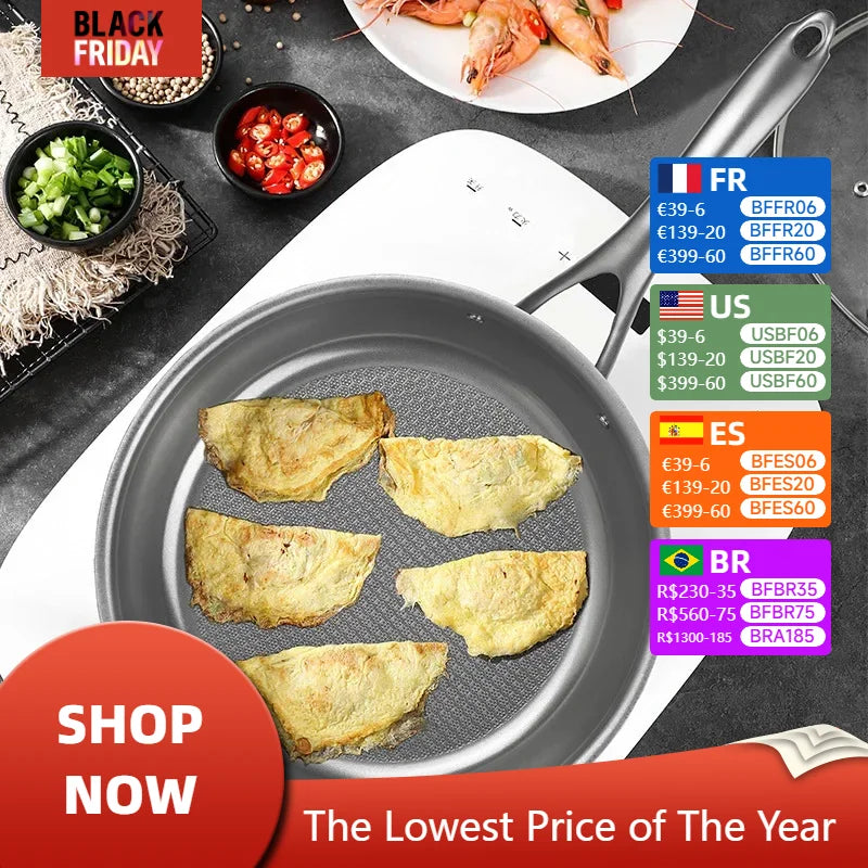 26cm Titanium Non-Stick Frying Pan – Honeycomb Design, 2.2L for Induction & Gas Stoves