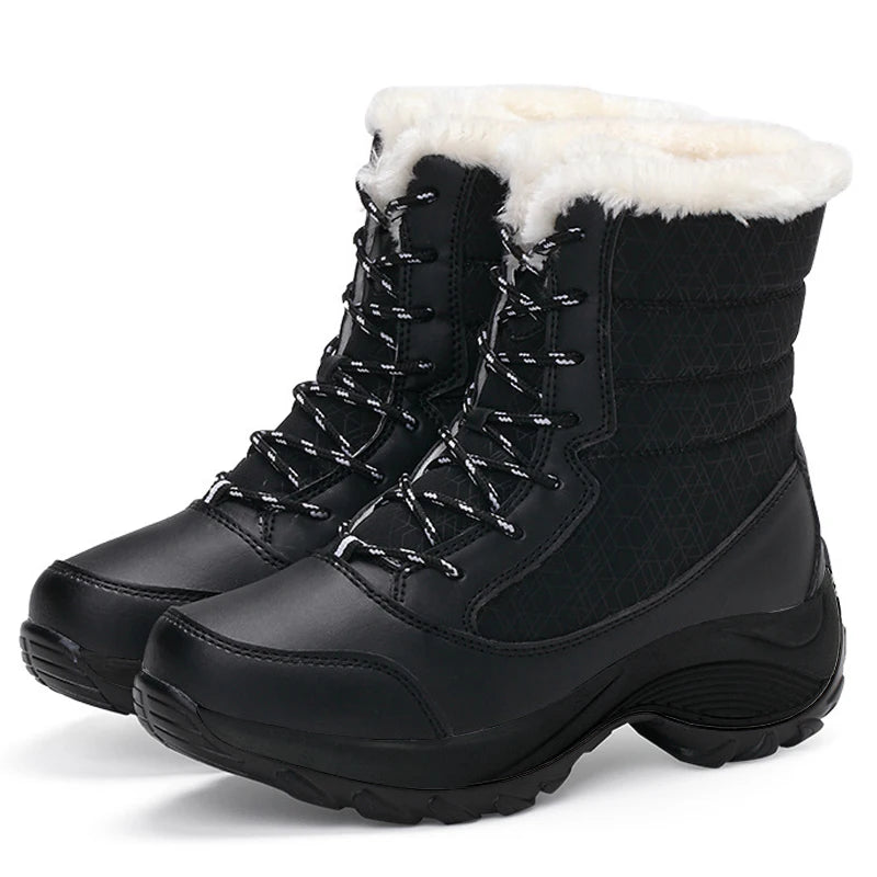Women's Non-Slip Snow Boots — Fur-Lined Platform Wedge Ankle Boots — view 11 of boots