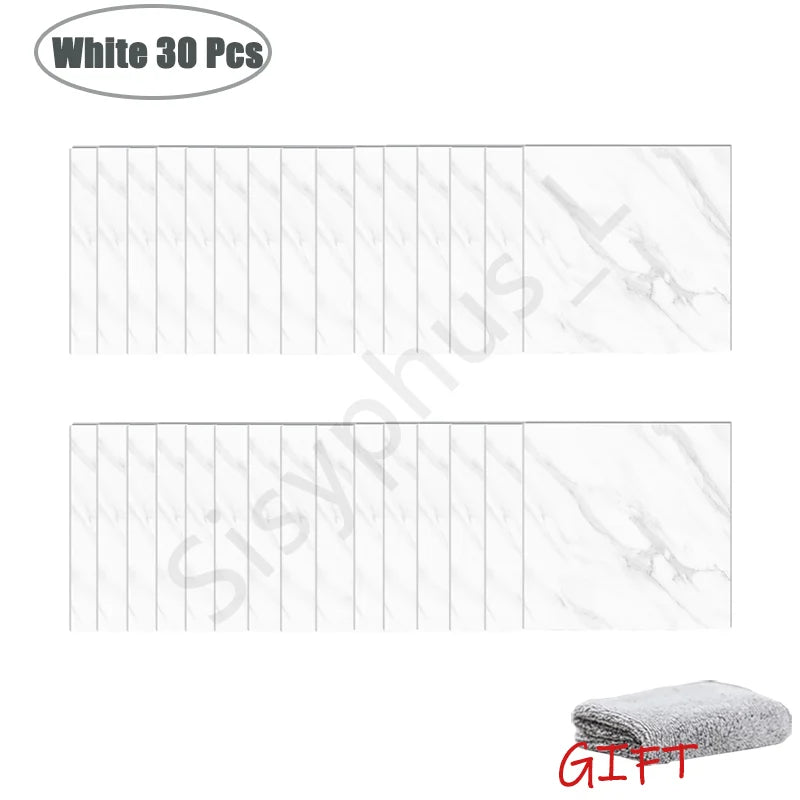 PVC Marble Peel-and-Stick Wall & Tile Stickers (10–50PCS) – Waterproof Self-Adhesive Floor & Backsplash Decor