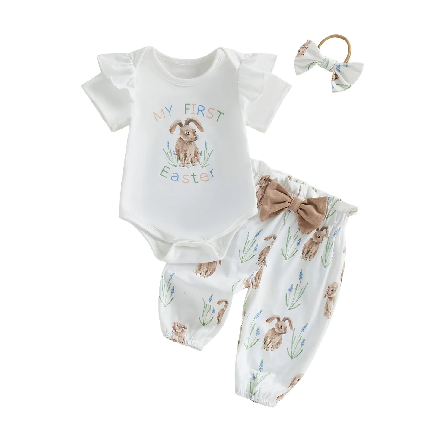 Toddler Easter Bunny Romper Set - 3-Piece Romper, Pants & Headband — view 1 of toddler outfits