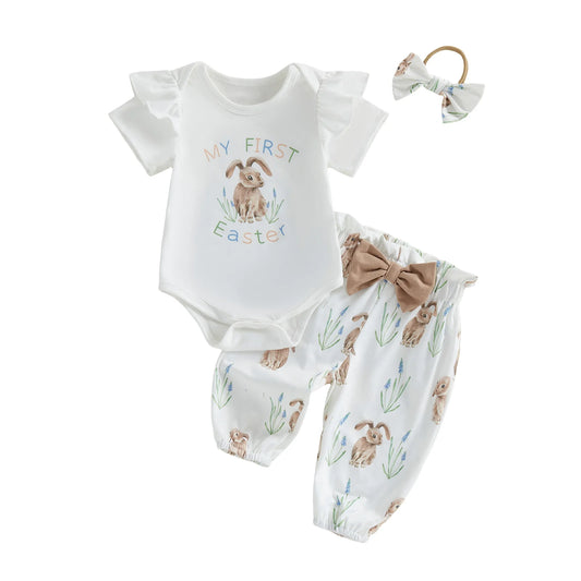 Toddler Easter Bunny Romper Set - 3-Piece Romper, Pants & Headband — view 1 of toddler outfits