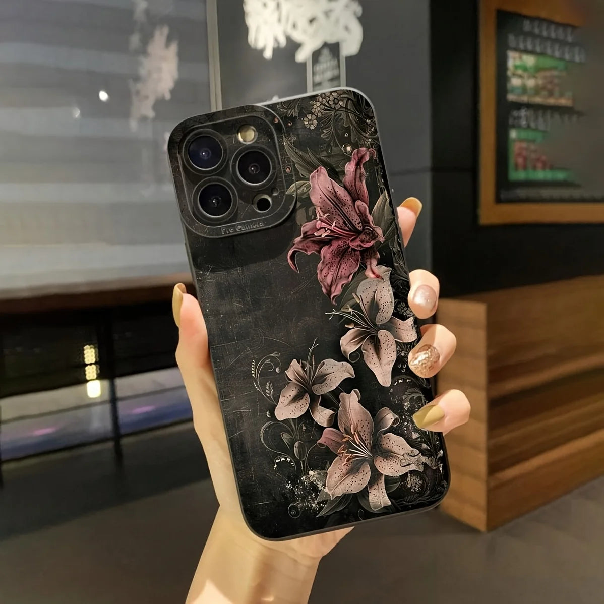 Huameng Classic Floral Lily Luxury Case for iPhone 13–17 Pro Max Designer — view 5 of phone cases