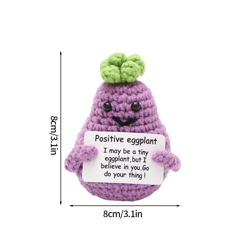 Home Decor Hand-Woven Crochet Ornament — Funny Vegetable Animal Doll with Hugging Card, Positive Energy Desk Accent & Gift — view 12 of home decor