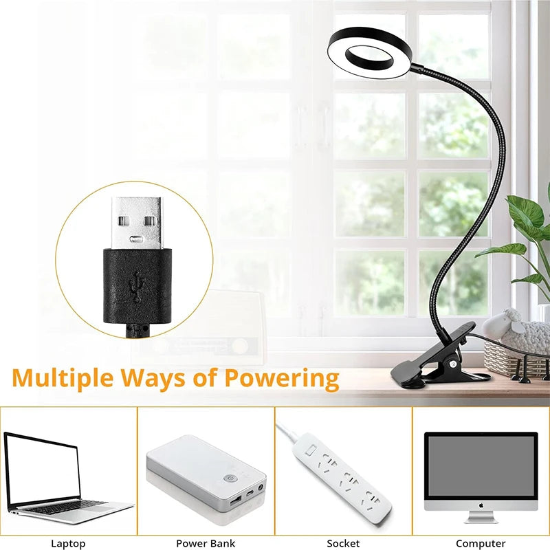 Reading Desk Lamp &mdash; Dimmable Flexible USB Clamp Book Light with 3 Modes &amp; 10 Brightness Levels — view 5 of lighting
