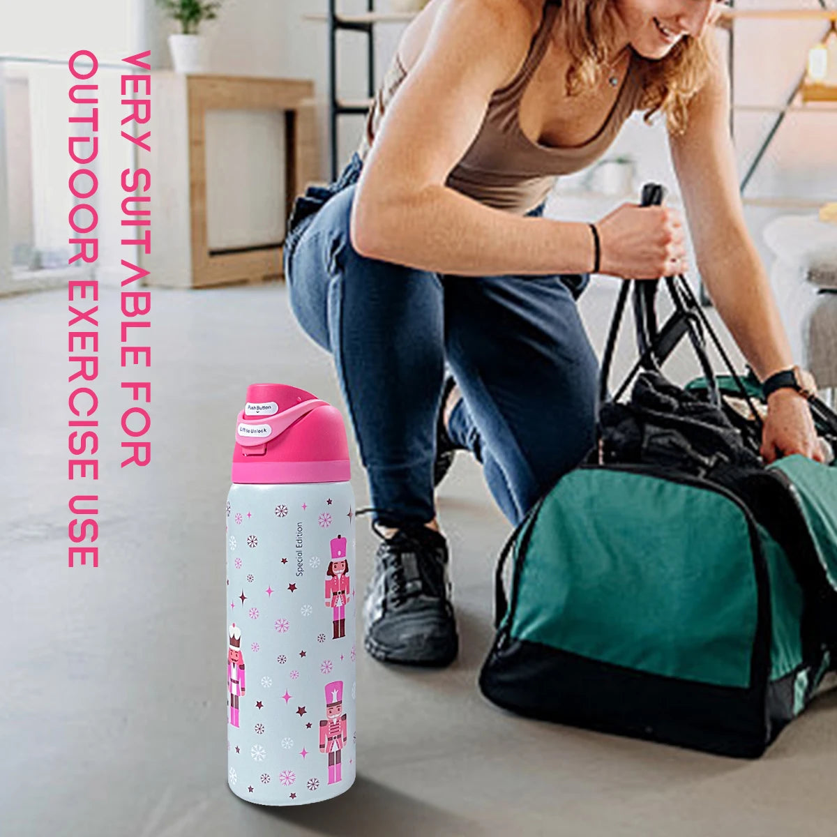 Insulated Stainless Steel Water Bottle — 32oz Straw Tumbler, Keeps Drinks Cold 24h — view 3 of drinkware